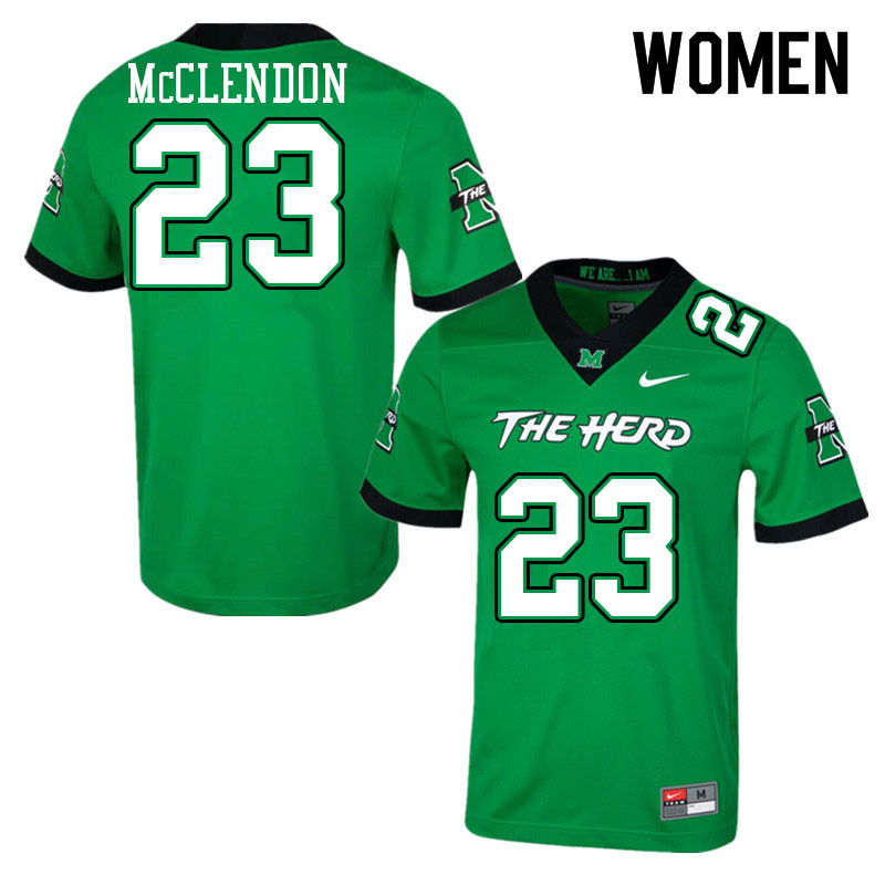 Women #23 Jeremiah McClendon Marshall Thundering Herd College Football Jerseys Sale-Green - Click Image to Close